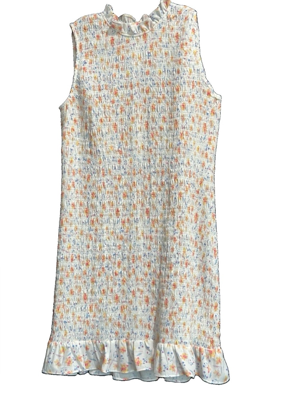 French Connection Camille Verona Smocked Floral Mini Dress White Medium